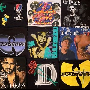 Rap Hip Hop Lot 9 T-Shirts Resale Wholesale Tour Concert 2-Sided Mix Tees WuTang